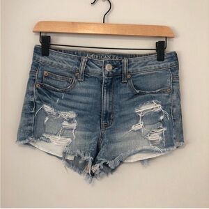 American Eagle Outfitters Light Blue Distressed Denim Cutoff Shorts